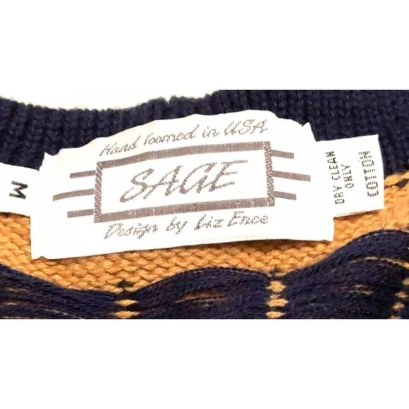 VINTAGE TRIBAL KNIT VEST SIZE M BY LIZ ENCE SAGE USA MADE WOOD TOGGLE BUTTONS - Picture 2 of 3